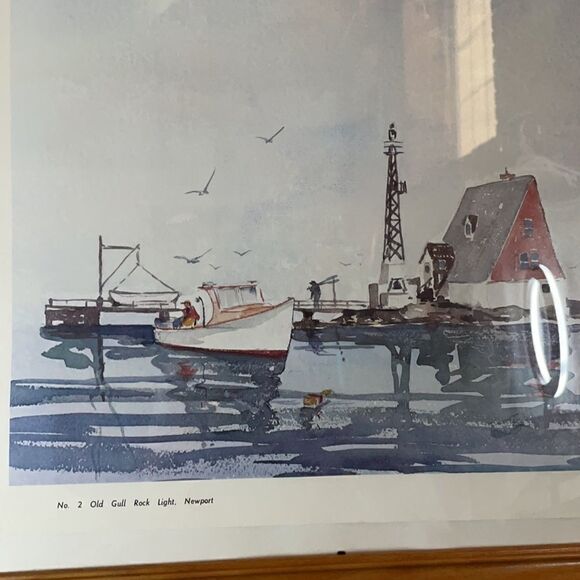 Paul Loring Old Gull Rock Light, Newport Matted and Framed Print - Picture 15 of 16